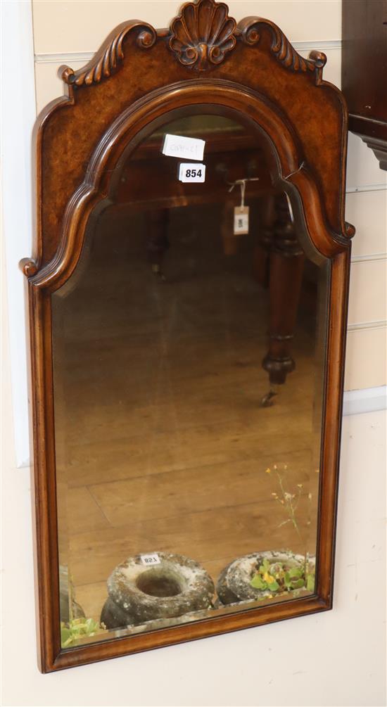 A George I style walnut wall mirror H.92cm